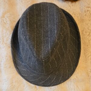 Gray Pinstripe Fedora Hat
